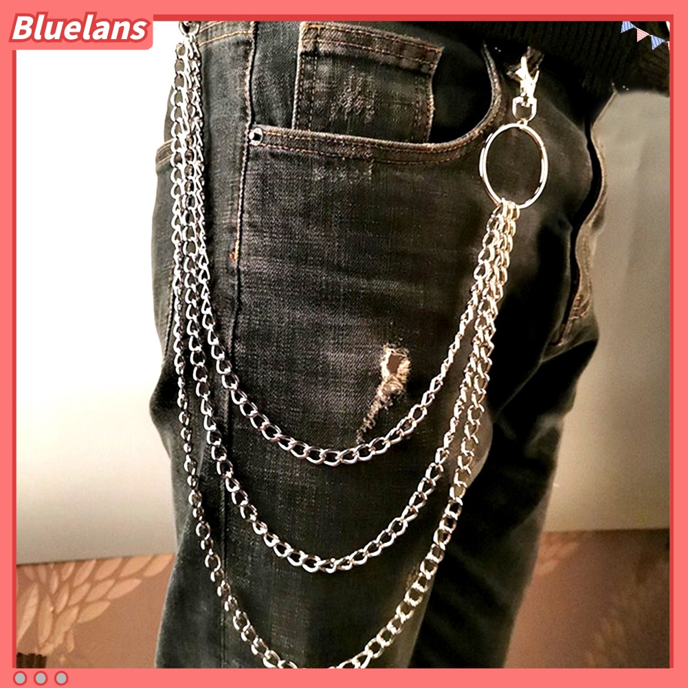 Bluelans Fashion Unisex Multi-layer Anti-Lost Pants Jeans Wallet Pocket Chain Keychain