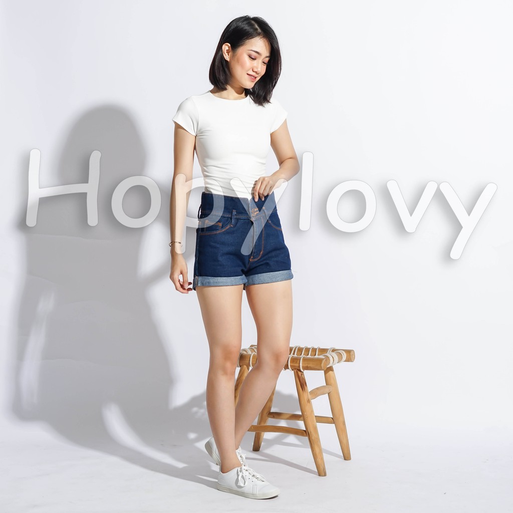 HOPYLOVY Hot Pants Celana Jeans Pendek Wanita Hotpants Helena