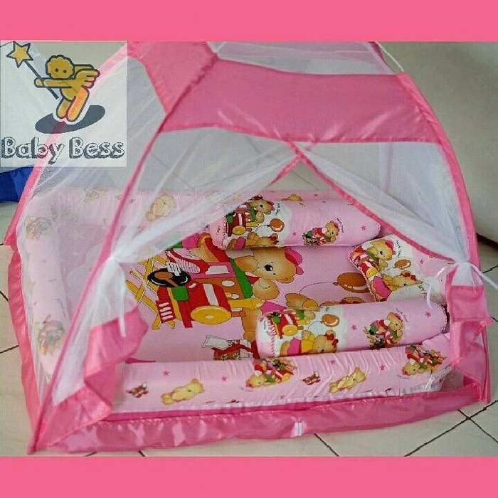Bayi-Kelambu- Kasur Bayi/ Kasur Tenda Kelambu Pink Bear -Kelambu-Bayi.