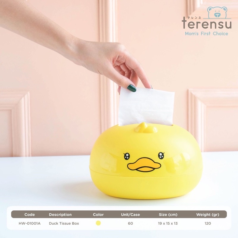 Terensu Tempat Tisu Karakter Bebek Penyimpan Tissue Box Anti Kotor Debu