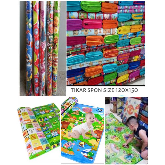 TIKAR SPON MOTIF ANAK-ANAK 150X120CM