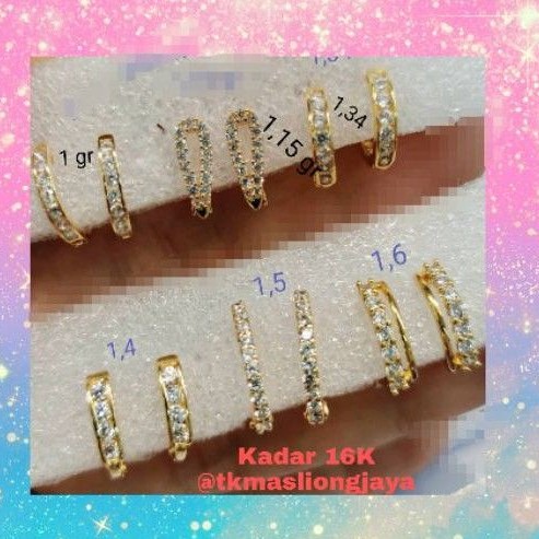 Anting Jepit Emas Asli Kadar 16K / Anting Jepit Solitaire