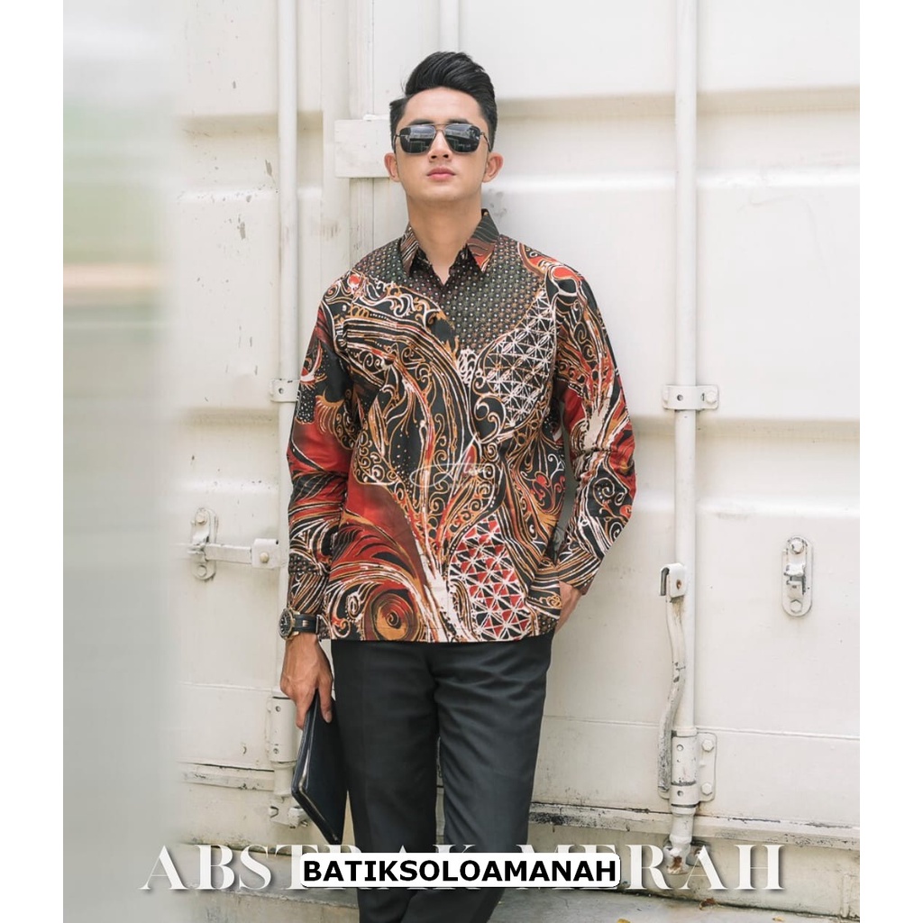 ABSTRAK MERAH ALISA KEMEJA BATIK SOLO PRIA LENGAN PANJANG LAPIS FURING ATASAN BATIK PREMIUM MODERN KATUN HALUS RAJASAKTI UKAIL DILLAN ASMARA RAFANDA SENOJOYO NGUDI RAHAYU MARTOWIRO SM ANJANI FLORIST ALJAYA KANAYA NARESWARI KLA DEWO BRAMANTI PRIJANTO SE