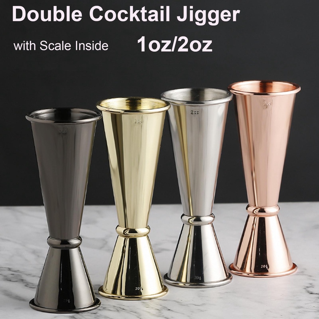 Populer 1oz 2oz Double Cocktail Jigger Baru Measure Cup Drink Spirit Stainless Steel