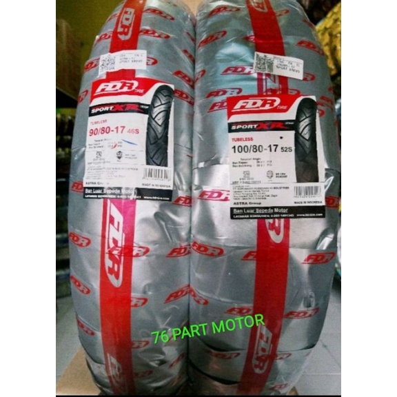 PAKET BAN TUBELESS SPORT XR 90/80 .17 &amp; 100/80 .17 FREE PENTIL