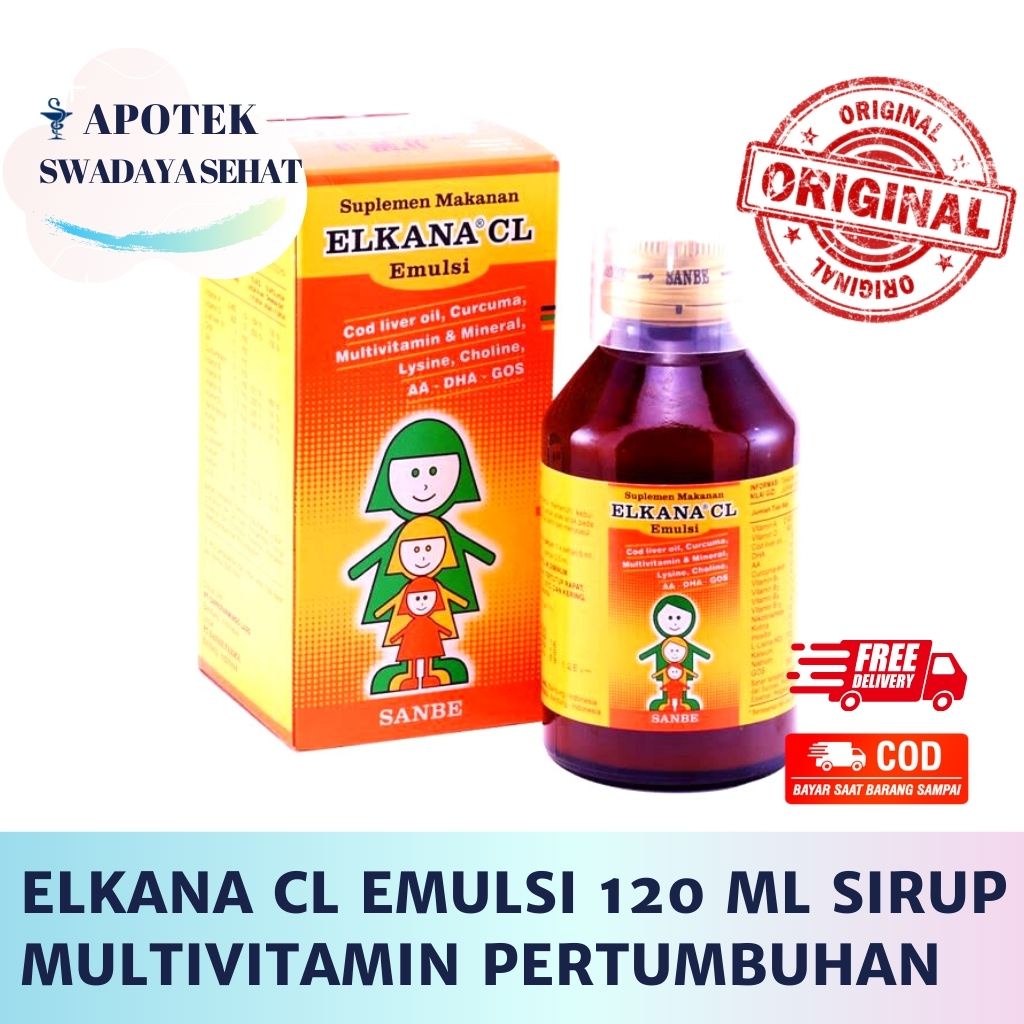 ELKANA CL Syrup Emulsi 120 ML - Suplemen Multivitamin Kalsium Masa Pertumbuhan Kehamilan Menyusui dan Vitamin Anak Sirup