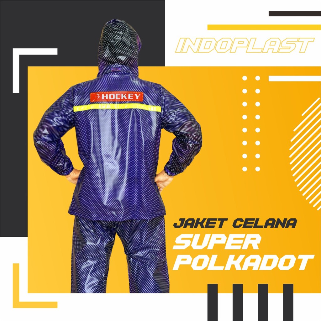 jas  hujan celana super polkadot