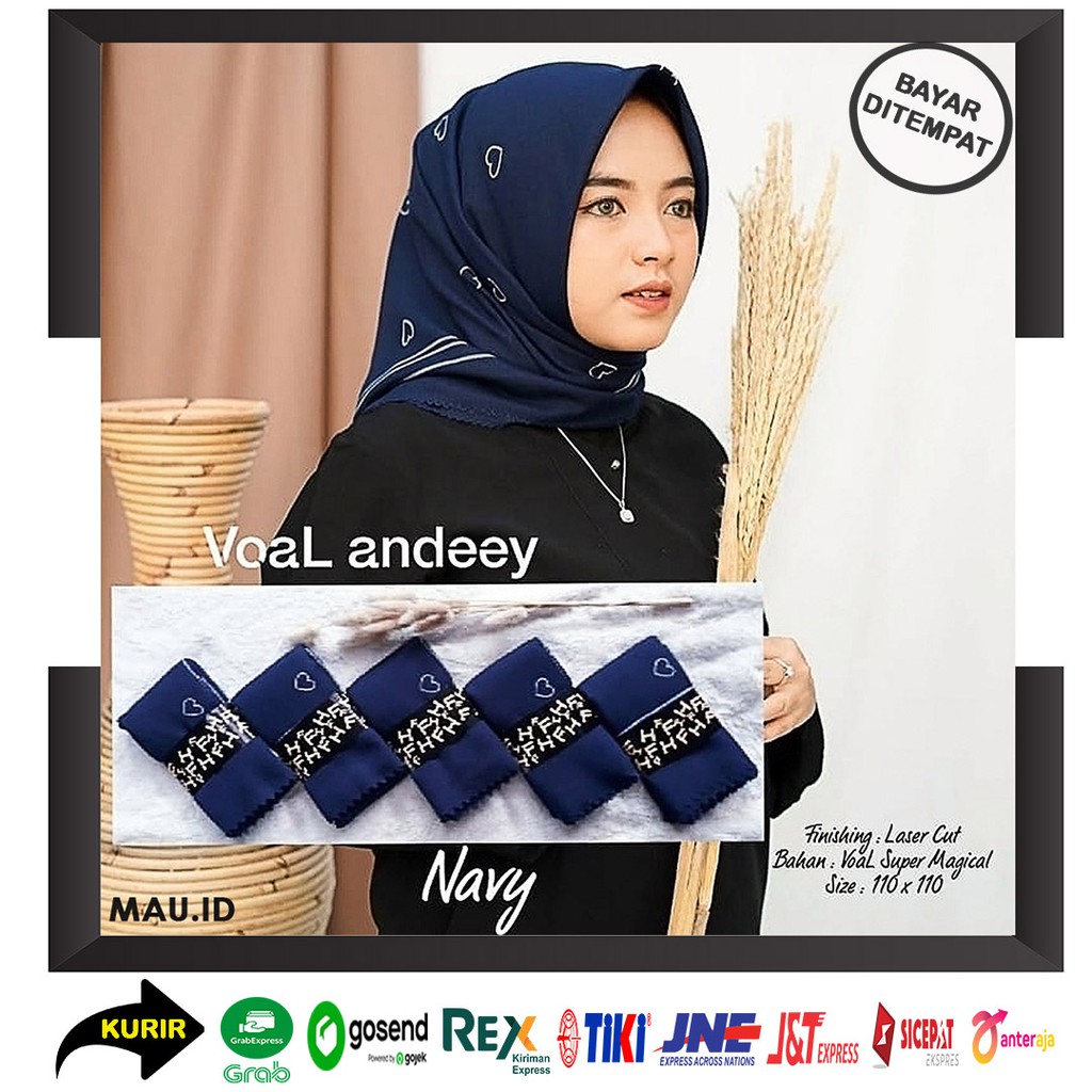 JILBAB HIJAB KERUDUNG SEGIEMPAT MOTIF LOVE VOAL PREMIUM LASER CUT  2021