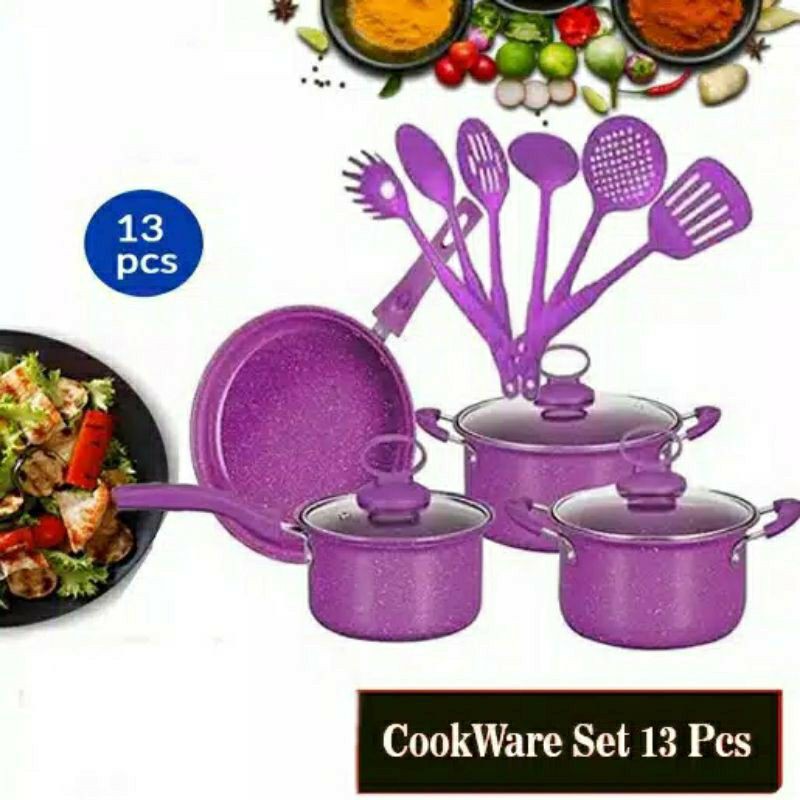 Cookware Set 10 Pcs GSF 2629,GSF 2529 8 pcs,  QME 2432 Panci Set Spatula Teflon All In One