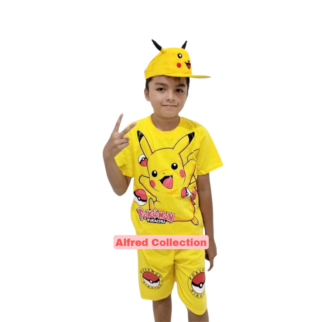 setelan baju anak pikachu pokemon untuk anak 2-10 tahun