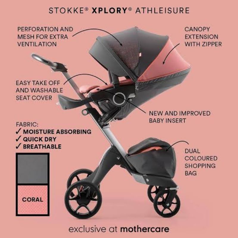 [KHUSUS JABODETABEK] preloved stroller stokke xplory athleaisure (v5) - coral