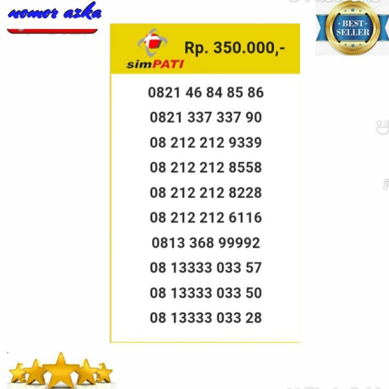Kartu Perdana Simpati Seri Double ABC 313 313-0812 6 313 313 9 Simple Bsm02
