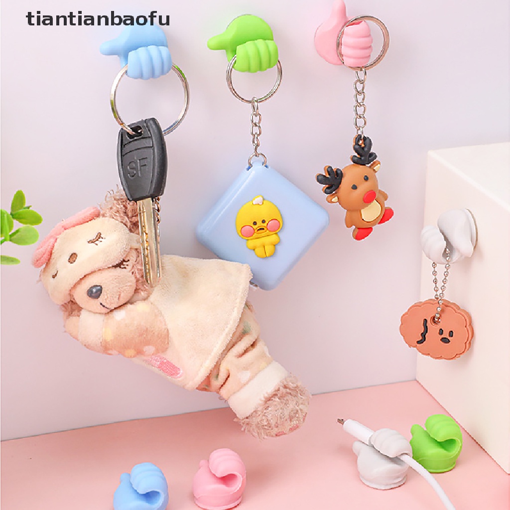 [tiantianbaofu] Creative Thumbs Up Shape Interesting USB Cables Rack Wall Hook Clip Holder Boutique