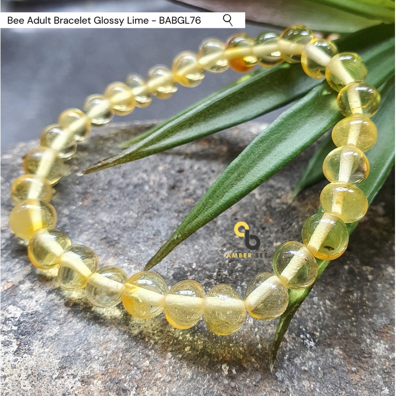 Gelang Amber Dewasa Premium Strechy Glossy Lime BABGL76 By Amber Bee