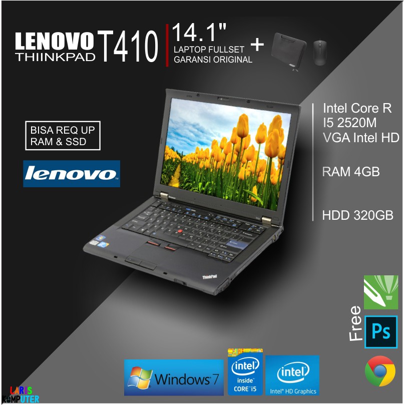 Laptop Second Murah Promo Gudang Lenovo T410 Core I5 2520M RAM 4GB HDD 320GB Bergaransi 98%Mulus