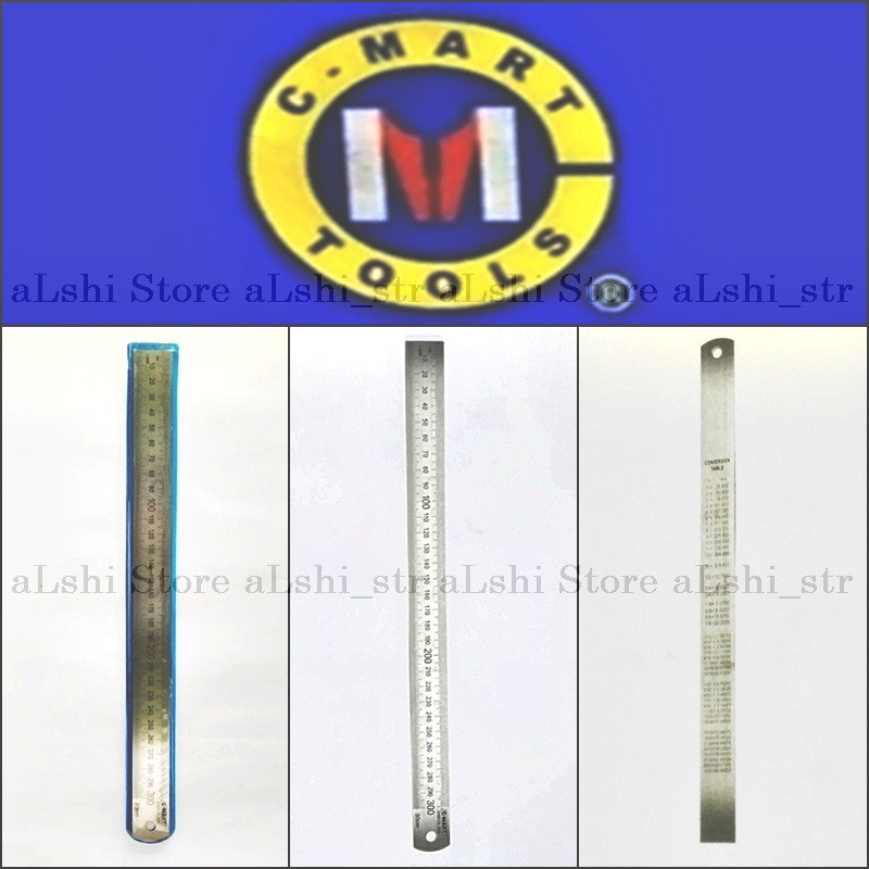 

C-Mart Penggaris Besi Stainless Garisan Mistar Ruler 30,100 cm 1 M Cmart
