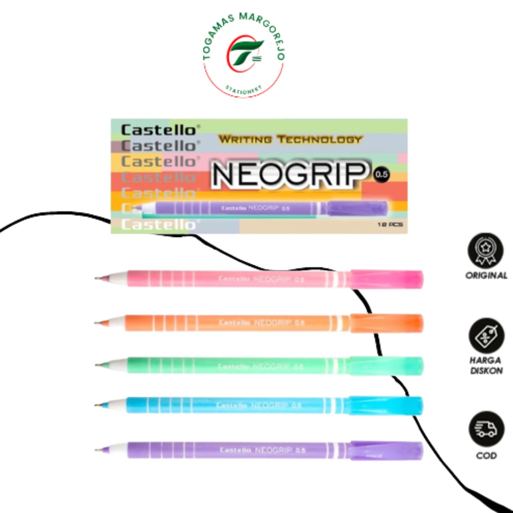 

READY STOCK !! PULPEN BALLPEN CASTELLO NEOGRIP 0.5 HITAM STANDARD
