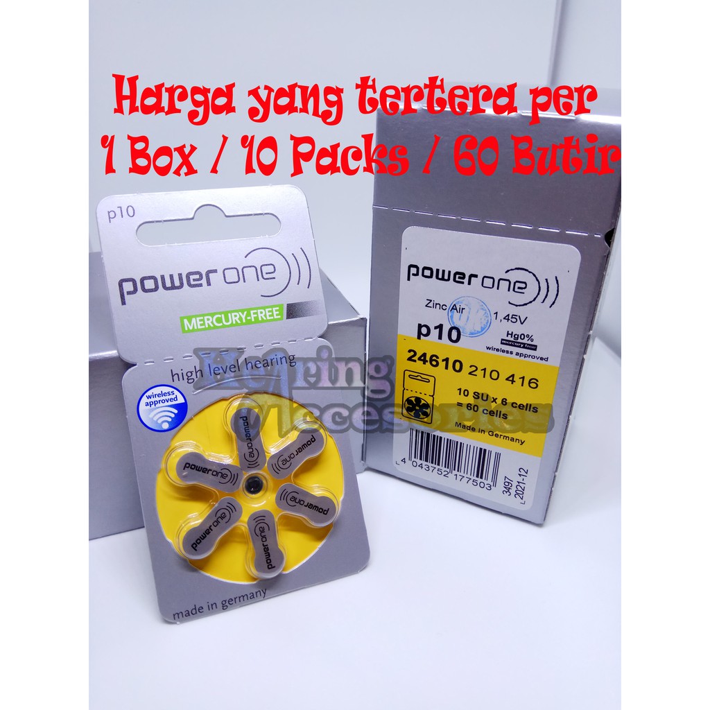 Baterai Alat Bantu Dengar Hearing Aid Battery PowerOne 10(P10) Mercury-Free