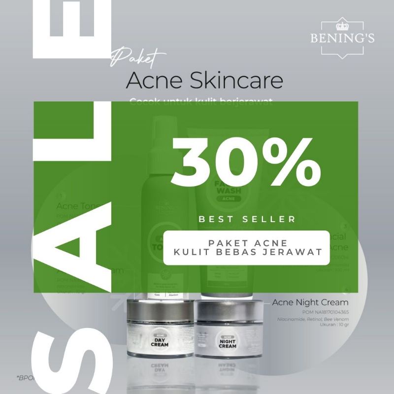 BENINGS ACNE SKINCARE PACKET | PAKET SKINCARE JERAWAT | REKOMENDASI