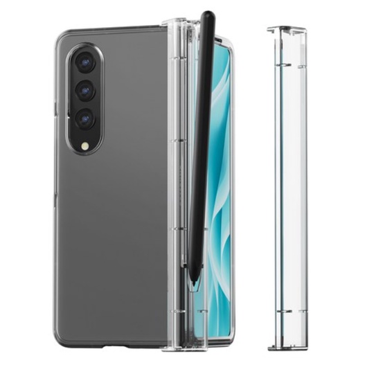 Jual Kmax / Galaxy Z Fold 4 Hinge Guard clear phone case with S pen Holder slot cover casing