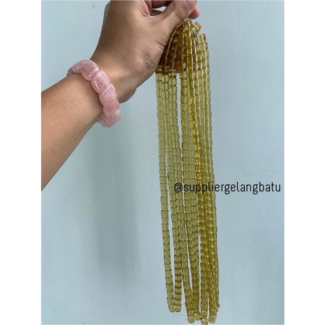 manik batu tabung 8mm yellow quartz kuning kuarsa bahan gelang kalung