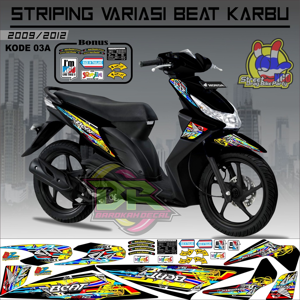 Striping Beat Karbu Stiker Lis Motor Beat Karbu kode 03