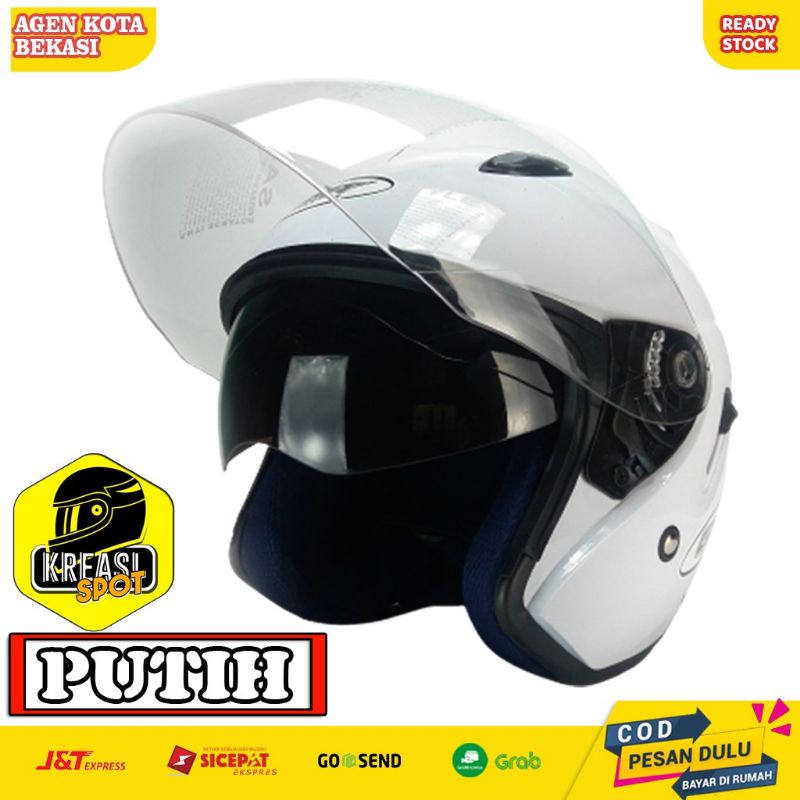 HELM SNI PRIA WANITA CEWEK COWOK DEWASA COUPLE LUCU ORIGINAL GMT CENTRO HALF FACE DOUBLE VISOR MURAH