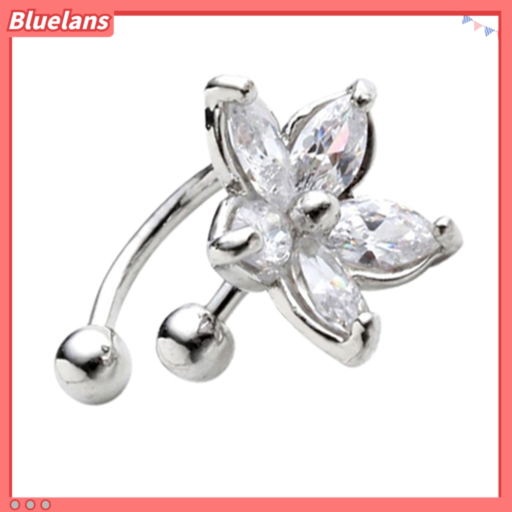 Bluelans Anting Cuff Bentuk U Desain Bunga Bahan Alloy Tidak Pudar Untuk Pesta