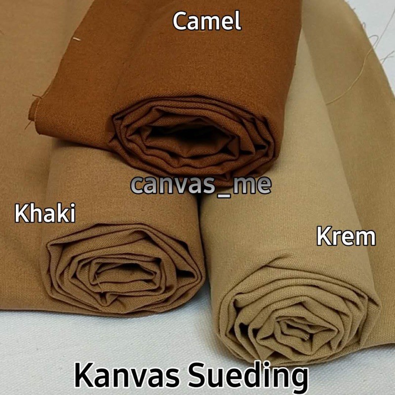 Kanvas sueding krem, khaki dan camel (harga per meter