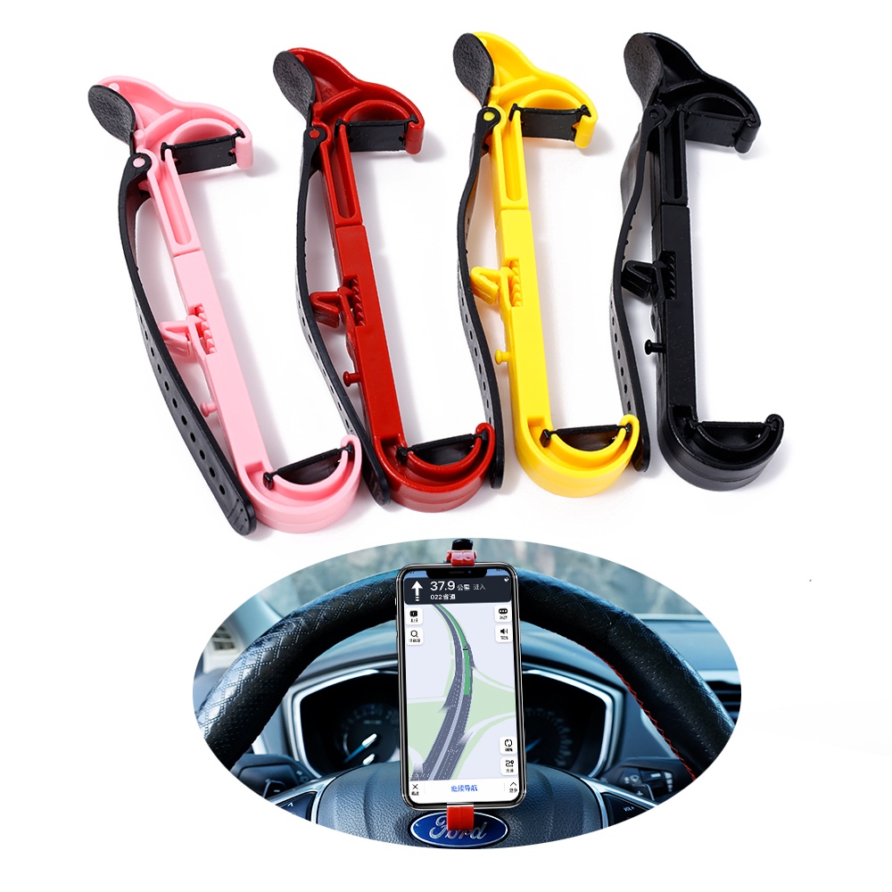 1 Pc Bracket Dudukan Handphone Universal Multifungsi Bahan ABS Untuk Stir Mobil
