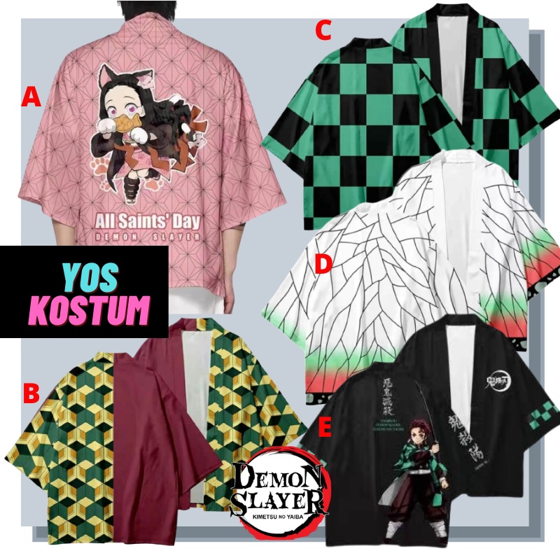 Kimono Anime Demon Slayer Jubah Baju Import Anak Tanggung Laki Cewek Kimetsu No Yaiba Jepang Haori Tanjiro Nezuko Shinobu