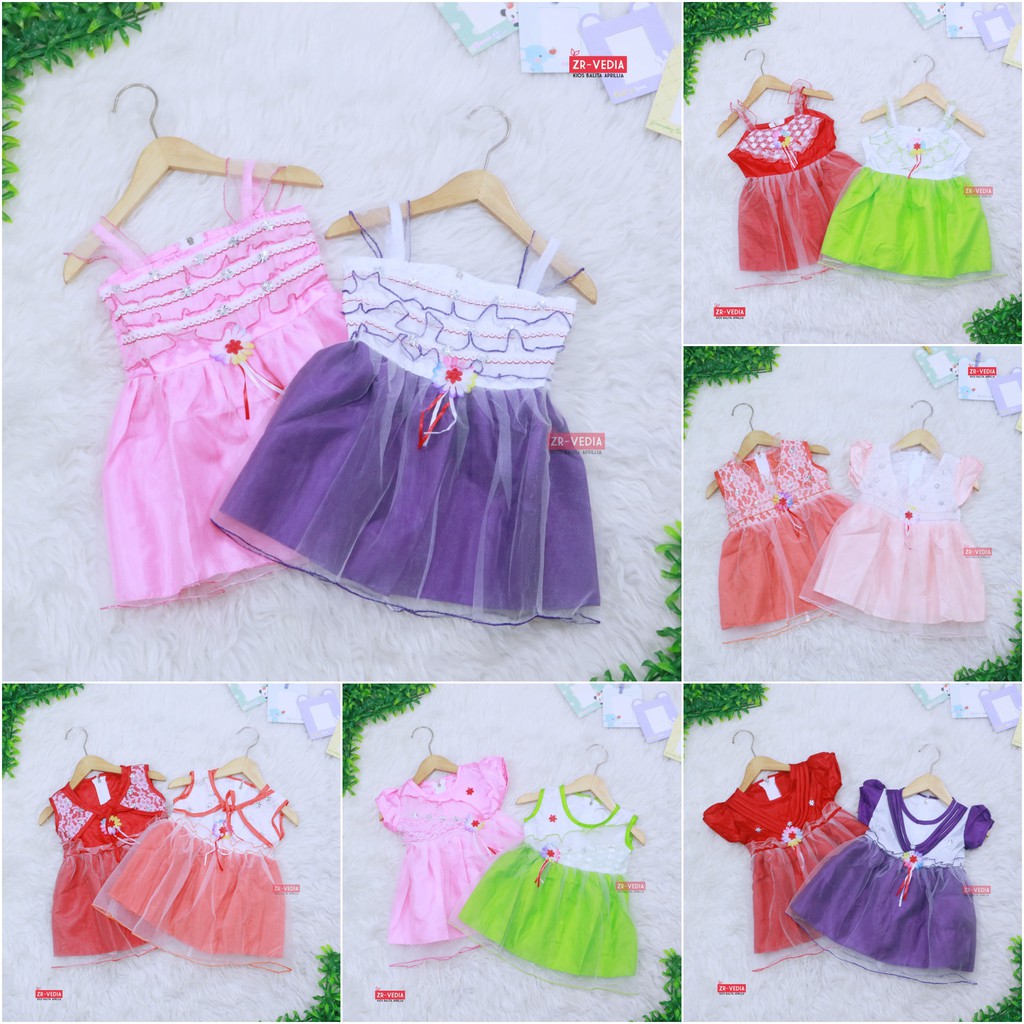 Gaun Bayi (+/-) uk 0-12 bulan / Dress Baby Murah Baju Bayi Perempuan Cewek Gaun Pesta Anak Kado Lucu kiosbalitaaprilia