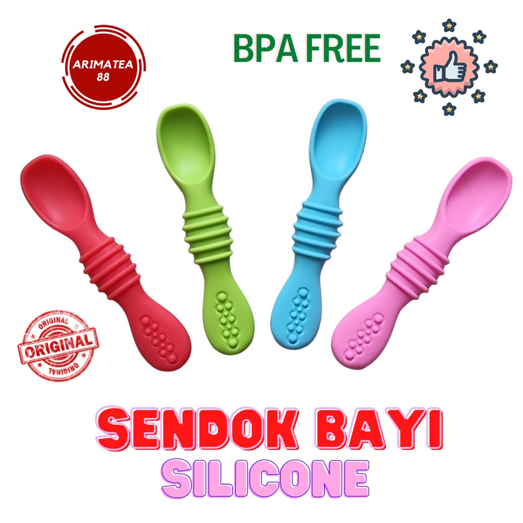 SENDOK MAKAN BAYI SILIKON / SENDOK GARPU BAYI SILIKON BPA FREE