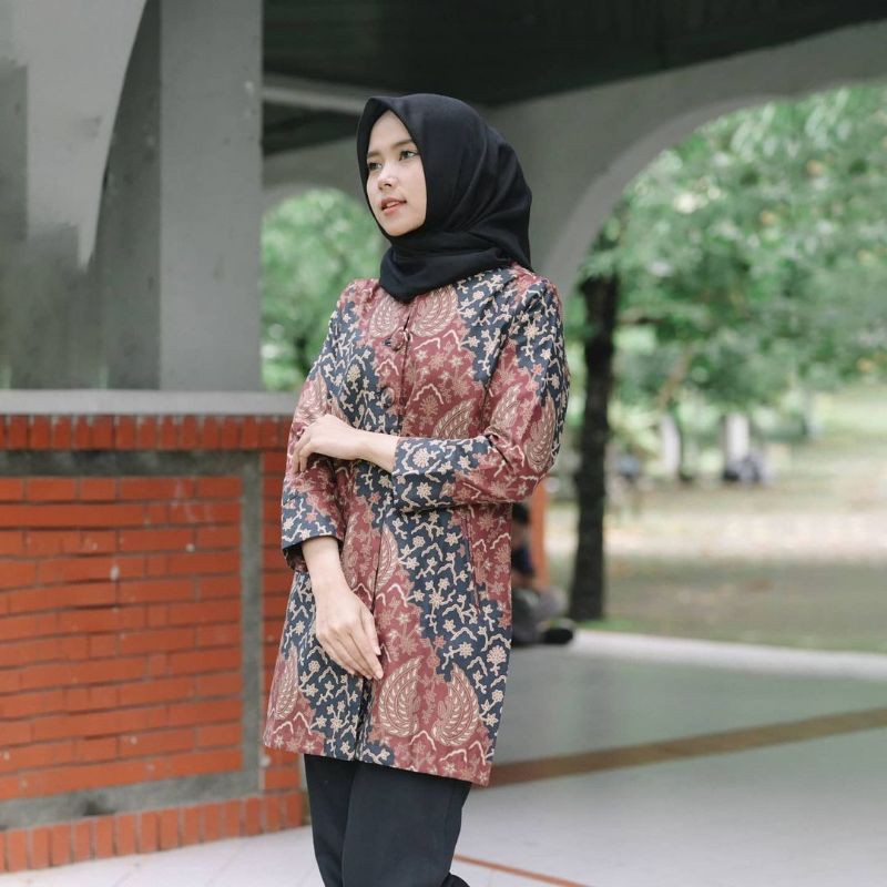 batik sayap melenium abu slimfit katun full furing