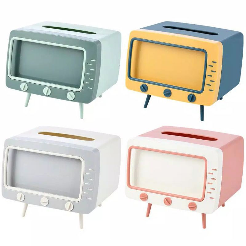 KOTAK TISU BENTUK TV BOX TEMPAT TISSUE MOBIL HOLDER HP PORTABLE