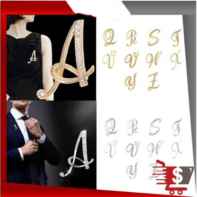 BPT - (N-Z) F536 Pin Tusuk Huruf / Brooch Alphabet / Bros Pin Huruf Inggris / Aksesoris Couple