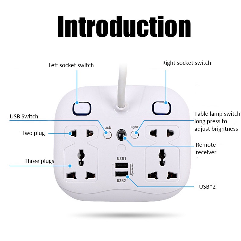 Table Lamp Multifunction USB plug Charging Socket Adaptor Phone  Holder Tanpa Remote