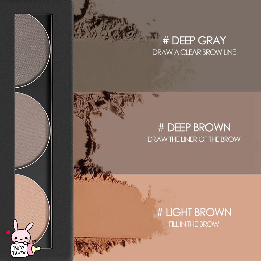 ❤ BELIA ❤ FOCALLURE Brow Powder FA04 | Eyebrow Kit | 3 Colors Eyebrow Powder Palette with Brush Mirror | BPOM