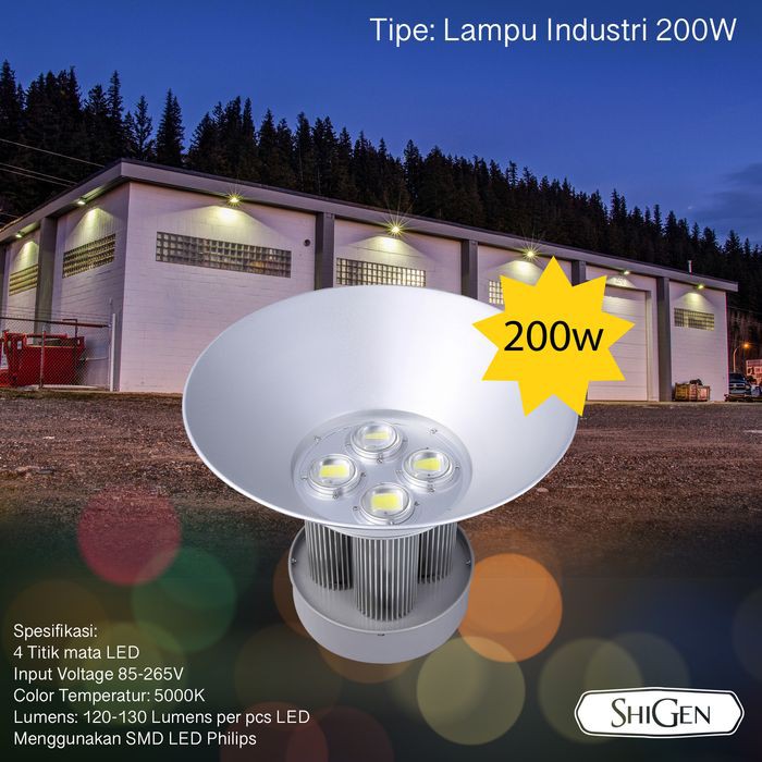 LAMPU HIGHBAY LED 200W / LAMPU INDUSTRI SHIGEN PREMIUM QUALITY METAL