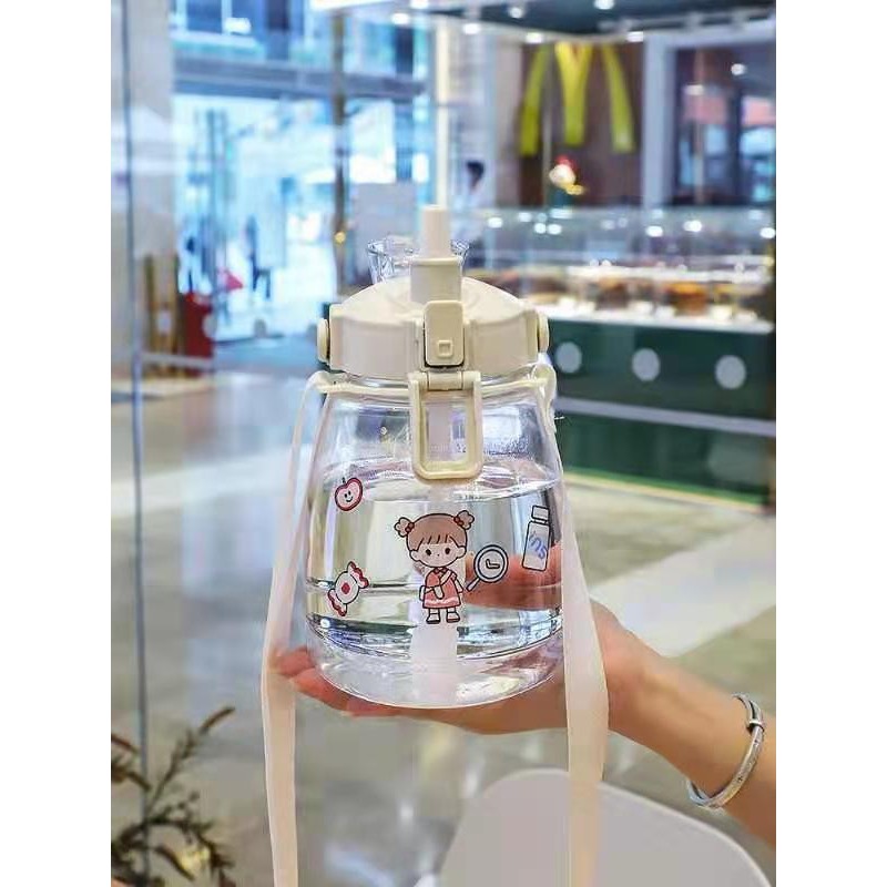 Botol Minum Anak Big Belly Children's Cup Bottle + Stiker + Handle / Botol Air Minum Besar 1100 Ml / Botol Anak Big Belly