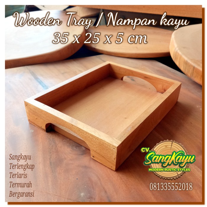 Nampan kayu 35x25x5cm Nampan wooden tray kotak kayu serbaguna