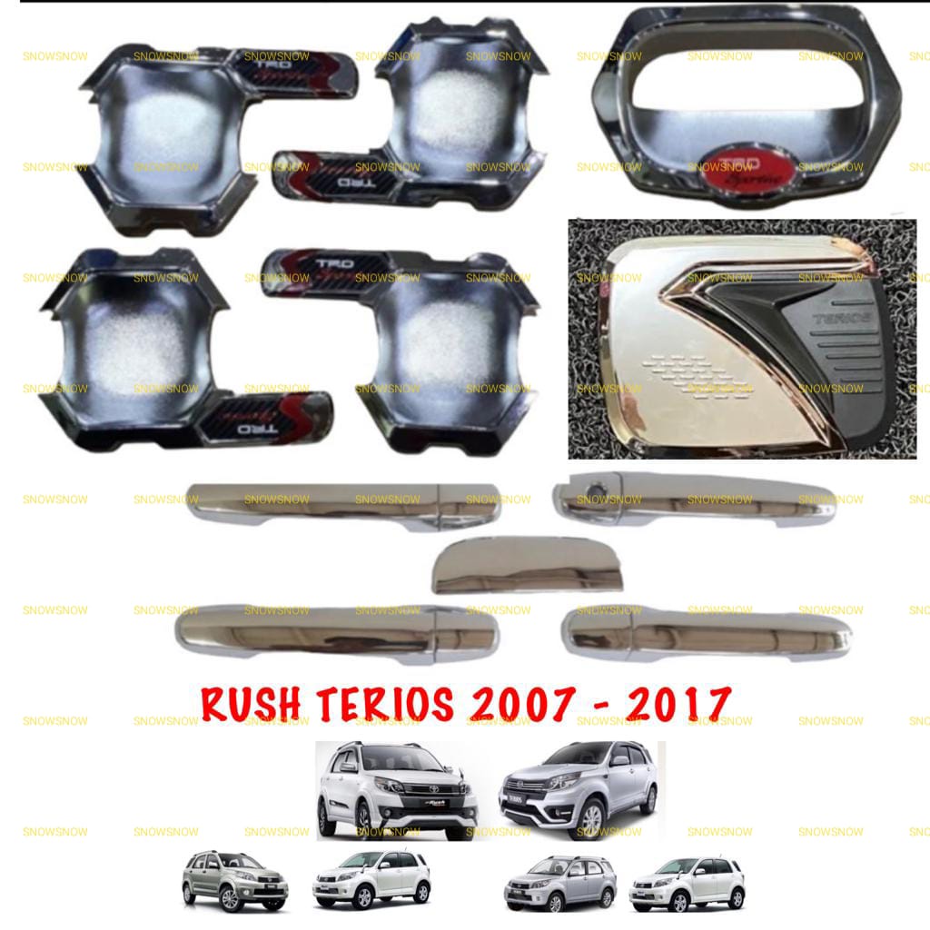 Paket Outer Handle Tank Cover Rush Terios Lama 2007 2015 2017 TRD Hitam Chrome