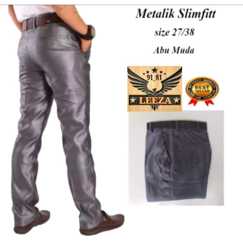 Celana Formal Pria Dasar Mengkilap METALIK Slimfit Formal (CELANA KANTOR MURAH) 27-38