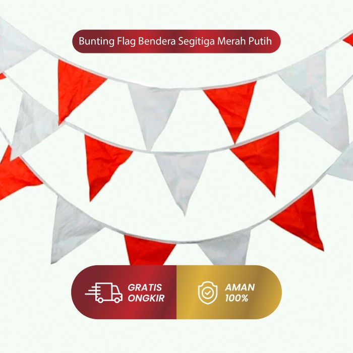 LJ-Bunting Flag Bendera Hias Festival HUT Segitiga Merah Putih