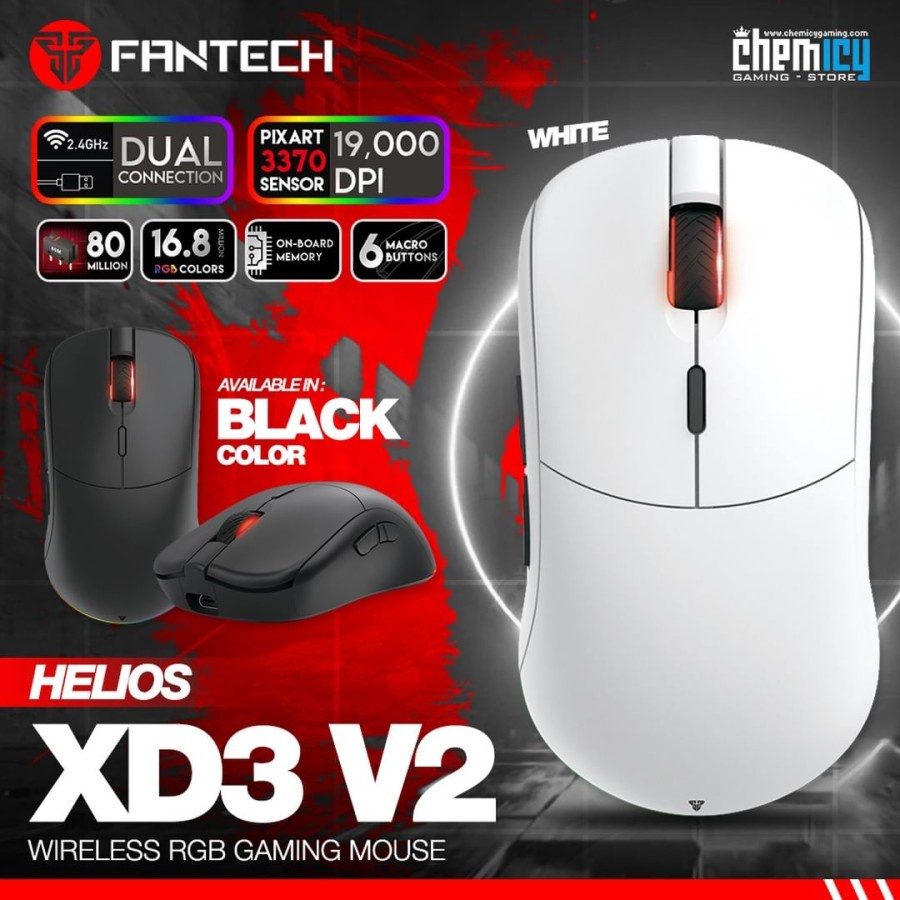 Fantech Helios XD3 V2 RGB Dual Mode Wireless Gaming Mouse