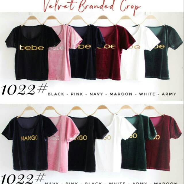 Atasan crop bludru 4022