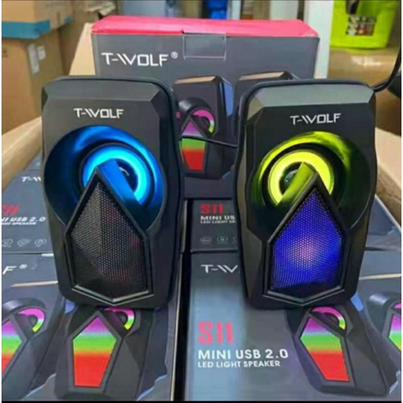 SKU-1285 SPEAKER GAMING TWOLF S11 RGB SUARA BAGUS  T WOLF SPEAKER LED