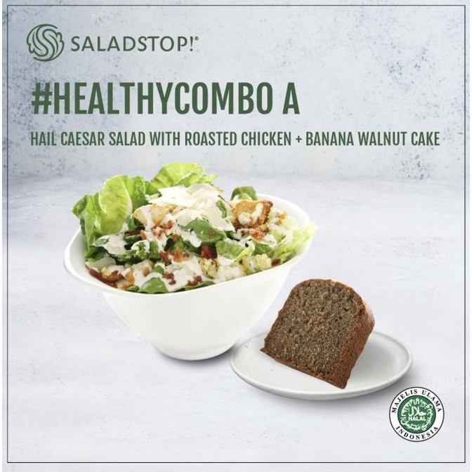 

Saladstop! #Healthy Combo Hail Caesar Salad With Chicken + Banana Cake