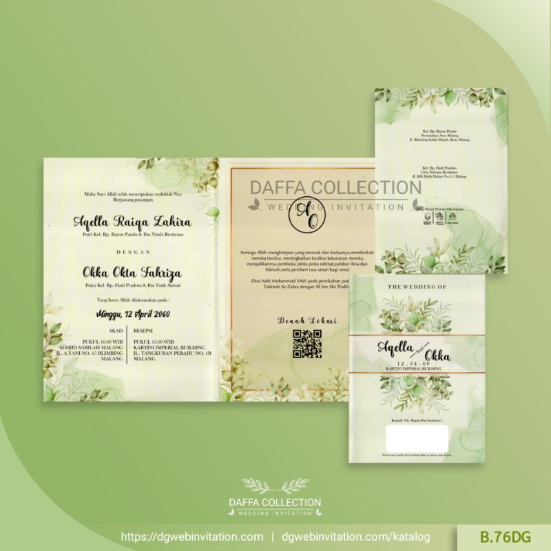 Undangan Pernikahan Aestetic | Motif Bunga | Free Plastik, Label, Thanks Card dan Video Undangan