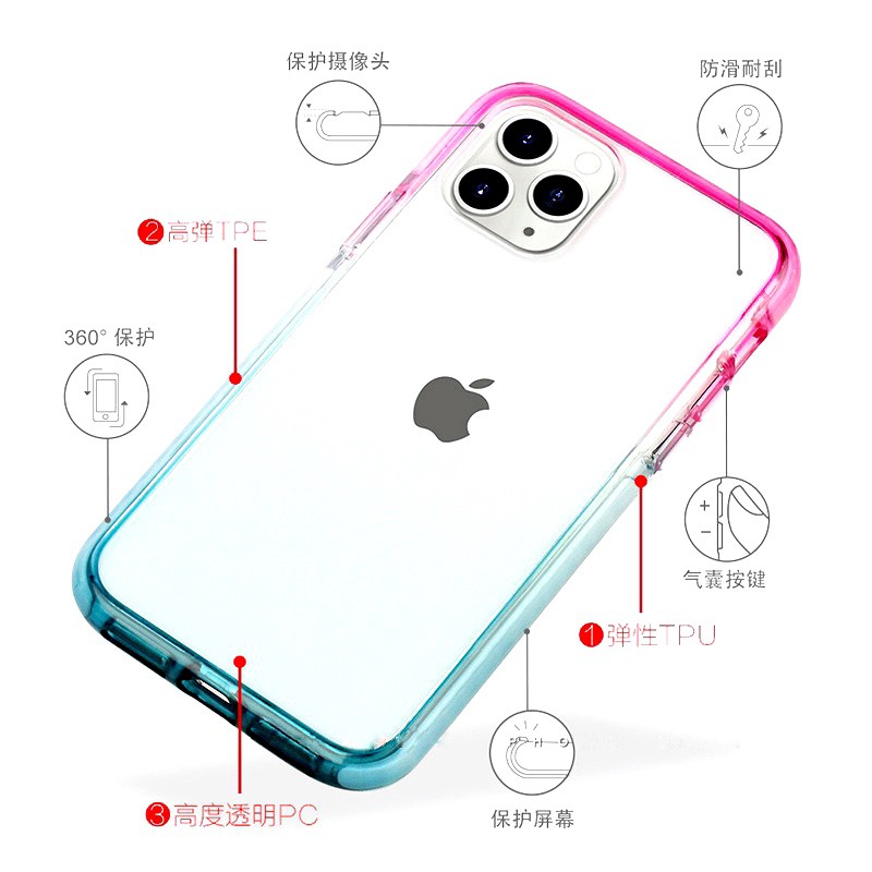 Case iPhone Impact Rainbow Premium Casing Akrilik Softcase Colourway Soft Case Anti Yellowing